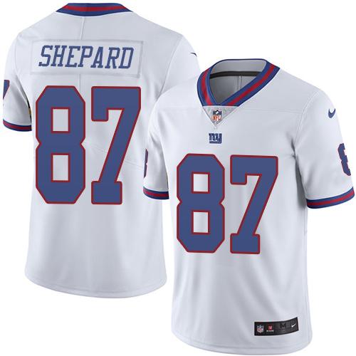 Nike Giants #87 Sterling Shepard White Men's Stitched NFL Limited Rush Jersey